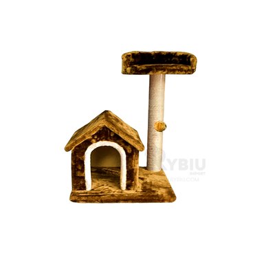 CASA GATOS MA31122 CON AREAS JUGAR Y ESCALAR MOSTAZA + STICKERS RYBIU - 3