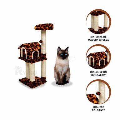 CAMA GATOS MA31125 COMPACTA 3 REPISAS ANIMAL PRINT + BANDERITAS ADHESIVAS RYBIU