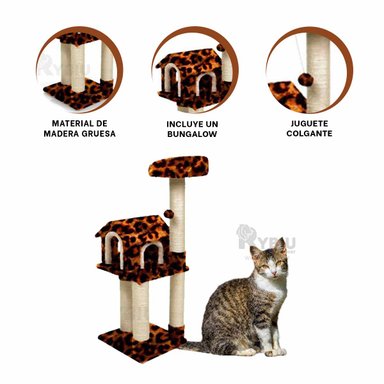 CAMA GATOS MA31125 COMPACTA 3 REPISAS ANIMAL PRINT + BANDERITAS ADHESIVAS RYBIU - 2