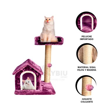 CASA GATOS MA31120 ESCALAR Y DESCANSAR LILA + REGALO STICKERS RYBIU - 3