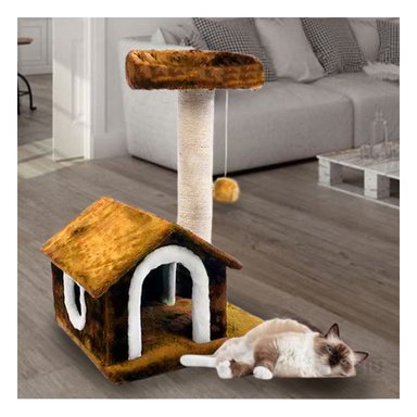 CASA GATOS MA31122 DESCANSO Y DIVERSION FELINO MOSTAZA + MINIAGENDA RYBIU - 4