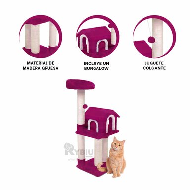 RASCADORA GATOS MA31128 3 PISOS ANIMAL FUCSIA + POST IT ADHESIVOS RYBIU