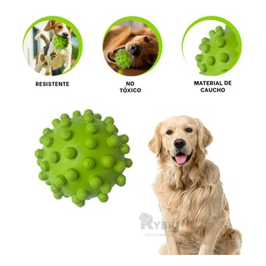PELOTITA CAUCHO PERROS MA31154 VERSATIL VERDE + BANDERITAS ADHESIVAS RYBIU