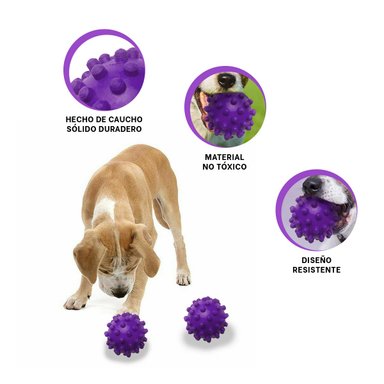 PELOTA CAUCHO PERROS MA31151 MASCOTAS GRAN TAMAÑO MORADO + REGALO STICKERS RYBIU