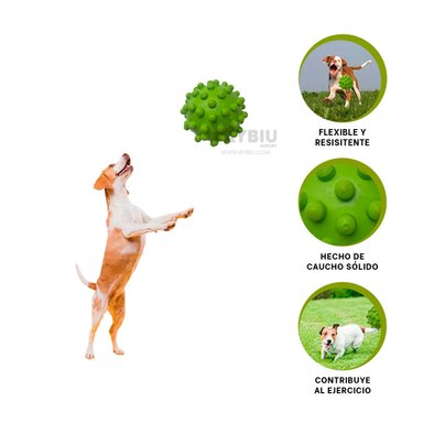 PELOTA CAUCHO PERROS MA31160 JUGUETE MASCOTAS VERDE + GIFT MINIAGENDA RYBIU