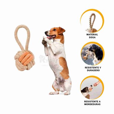 CUERDA PERROS MA31169 JUGUETE MASTICABLE MOSTAZA + LIGAS REGALO RYBIU