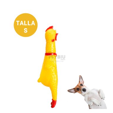 JUGUETE PERROS CAUCHO MA31168 POLLO ENTRETENIDO TALLA S AMARILLO + ENVOLTORIO REGALO RYBIU
