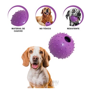 PELOTITA CAUCHO PERROS MA31157 EFICAZ Y VERSATIL EN MORADO + BANDERITAS ADHESIVAS RYBIU