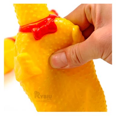 JUGUETE PERROS CAUCHO MA31168 POLLO ELASTICO Y DURADERO TALLA S AMARILLO + REGALO STICKERS RYBIU