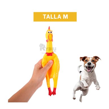 JUGUETE PERROS MA31167 POLLO CON SONIDO EN AMARILLO TALLA M + ENVOLTORIO REGALO RYBIU