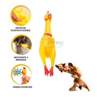 JUGUETE PERROS MA31166 POLLO JUGUETE MASTICABLE AMARILLO TALLA L + LIGAS REGALO RYBIU