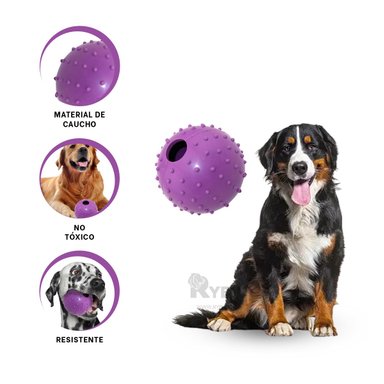 PELOTA CAUCHO PERRO MA31157 DIVERTIDA MORADO + GIFT STICKERS RYBIU