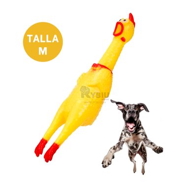 JUGUETE PERROS MA31167 POLLO RESISTENTE EN AMARILLO TALLA M + REGALO STICKERS RYBIU
