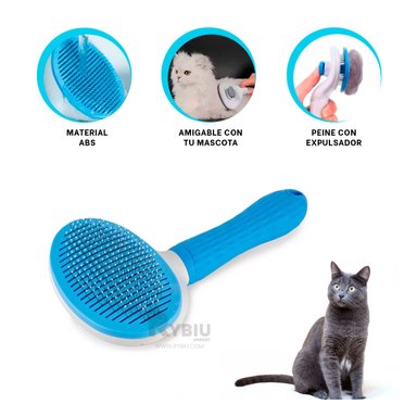 CEPILLO RYBIU MA31212 MULTIFUNCIONAL MASCOTAS CELESTE + GIFT STICKERS