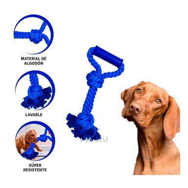 CUERDA ALGODÓN PERROS MA29075 ENTRENAMIENTO MASCOTA AZUL + STICKERS RYBIU