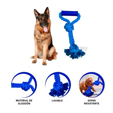 CUERDA ALGODÓN PERROS MA29075 UTIL AZUL + ENVOLTORIO REGALO RYBIU