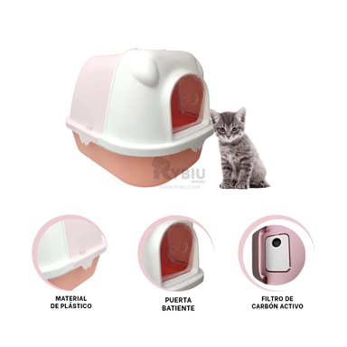 ARENERO GATOS RYBIU MA30040 CUBETA EFICAZ ARENA ROSADO NARANJA + POST-IT ADHESIVOS