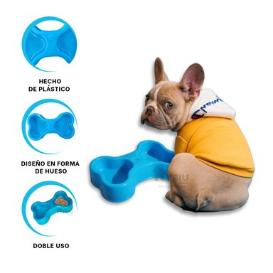 COMEDERO PERRO Y GATO MA31296 RYBIU FUNCIONAL 2 PET CELESTE + ENVOLTORIO REGALO