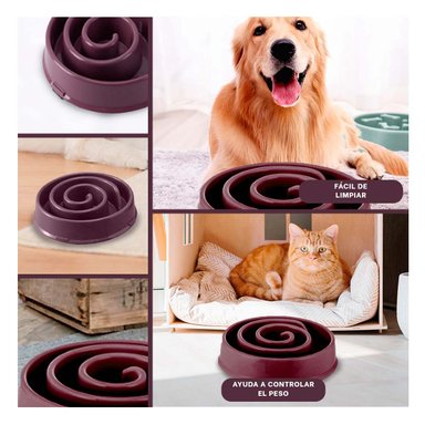 PLATILLO PERRO RYBIU MULTIFUNCIONAL GUINDA + REGALO LIGAS PEINAR