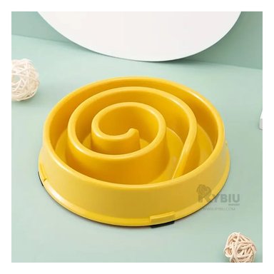 PLATO MASCOTAS PERRO RYBIU DIVERTIDO AMARILLO + PAPEL REGALO