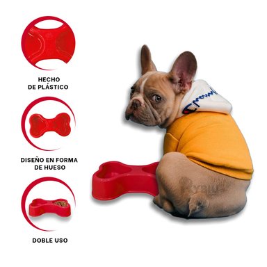 COMEDERO PERRO Y GATO MA31297 RYBIU DURADERO DOBLE ROJO + PAPEL REGALO