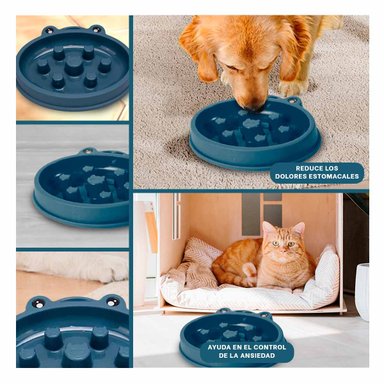 PLATILLO PERRO RYBIU DINAMICO TALLA M AZUL + LIGAS REGALO