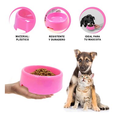 PLATILLO PERRO Y GATO MA31322 RYBIU ESPACIOSO CAN M ROSADO + BANDERITAS ADHESIVAS