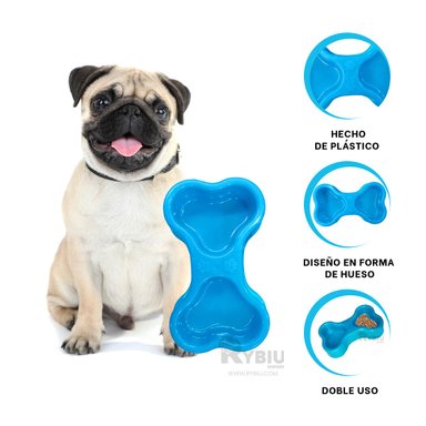 COMEDERO PERRO Y GATO MA31296 RYBIU COMIDA DOBLE PET CELESTE + REGALO AGENDITA
