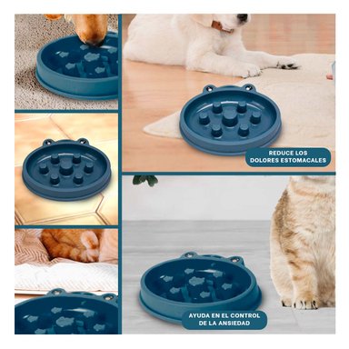 PLATILLO PERRO RYBIU MULTIFUNCIONAL AZUL + REGALO LIGAS PEINAR