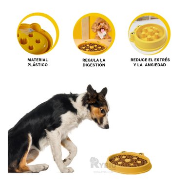 PLATO PERRO MA31298 RYBIU DURADERO Y LIGERO AMARILLO + REGALO STICKERS