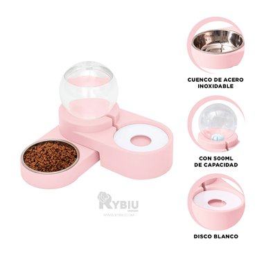 PLATO ESTETICO CON BOTELLA ROSADO Y+REGALO LIGAS PARA PEINAR