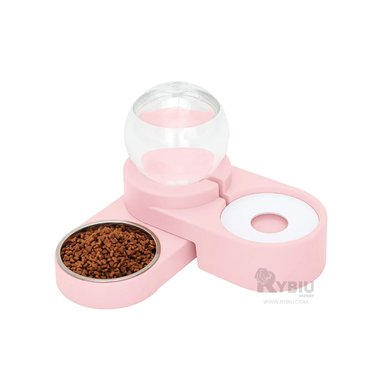 ALIMENTADOR DURABLE PARA GATOS ROSADO Y+ENVOLTORIO DE REGALO