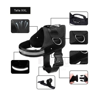 CORREA PERROS MA30987 RYBIU CANINO NEGRO XXL + REGALO LIGAS PEINAR