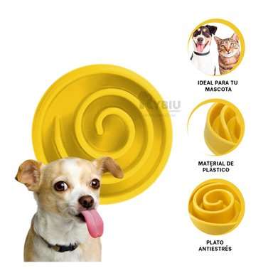 PLATILLO PERRO RYBIU COMPACTO Y EFICAZ AMARILLO + BANDERITAS ADHESIVAS