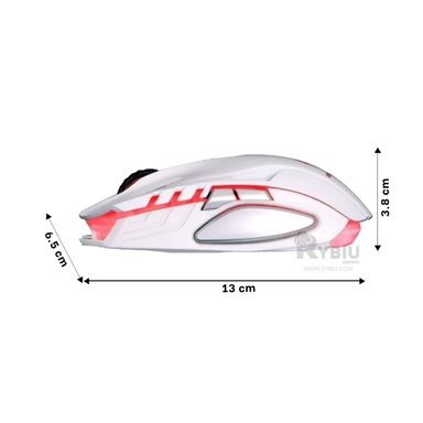MOUSE GAMER INALÁMBRICO RYBIU M834 BLANCO RATON MODERNO BOTONES + REGALO STICKERS - 5