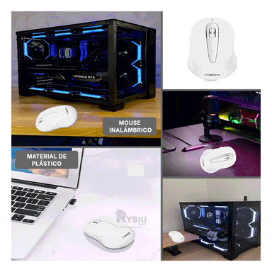 CURSOR INALÁMBRICO RYBIU IDEAL M307 EN BLANCO + REGALO LIGAS PEINAR - 1