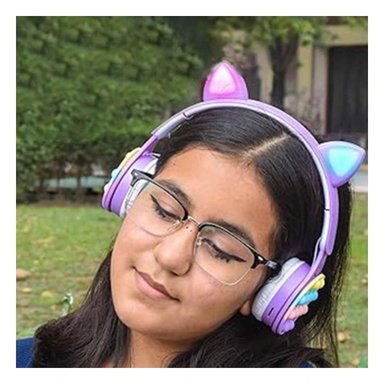 AURICULARES RYBIU INALÁMBRICO GATITO LILA + LIGAS REGALO - 2