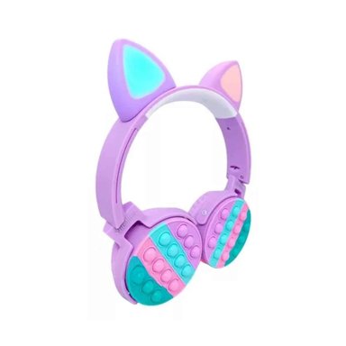 AURICULARES RYBIU INALÁMBRICO GATITO LILA + LIGAS REGALO - 3