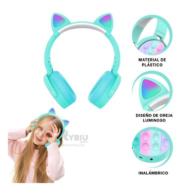 AURICULARES RYBIU INALÁMBRICO VERSATIL VERDE AGUA + REGALO LIGAS PARA PEINAR - 1