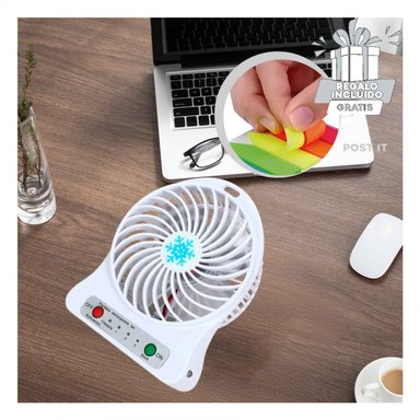 VENTILADOR PORTATIL RYBIU TE29395 UTIL MINI BLANCO + REGALO LIGAS PEINAR