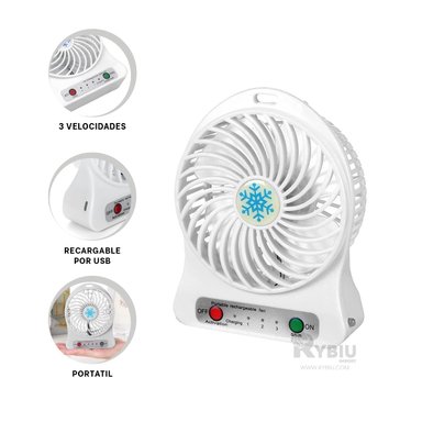 VENTILADOR PORTATIL RYBIU TE29395 UTIL MINI BLANCO + REGALO LIGAS PEINAR - 3