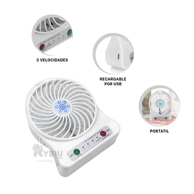 VENTILADOR PORTATIL RYBIU TE29395 UTIL MINI BLANCO + REGALO LIGAS PEINAR - 4