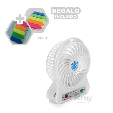 VENTILADOR PORTATIL RYBIU TE29395 VERSATIL MANO BLANCO + LIGAS REGALO