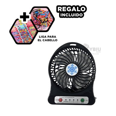VENTILADOR PORTATIL RYBIU TE29394 VERSATIL MANO NEGRO + LIGAS REGALO