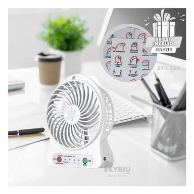 VENTILADOR PORTATIL RYBIU TE29395 PRACTICA COLOR BLANCO + BANDERITAS ADHESIVAS