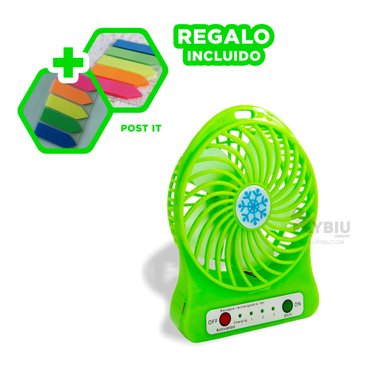 VENTILADOR PORTATIL RYBIU TE29393 VERSATIL MANO VERDE + LIGAS REGALO