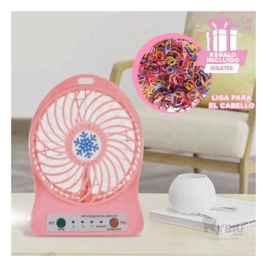 VENTILADOR PORTATIL RYBIU TE29393 VERSATIL MANO ROSADO + LIGAS REGALO