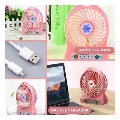 VENTILADOR PORTATIL RYBIU TE29393 VERSATIL MANO ROSADO + LIGAS REGALO - 5