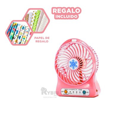 VENTILADOR PORTATIL RYBIU TE29393 SOPLADOR MINI RECARGABLE LIGERO ROSADO + GIFT STICKERS