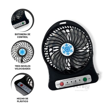 VENTILADOR PORTATIL RYBIU TE29394 SOPLADOR DINAMICO NEGRO + REGALO AGENDITA - 3